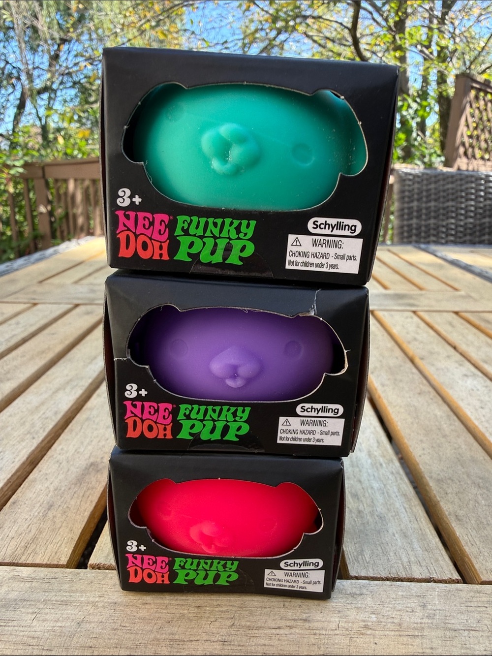 Nee Doh Funky Pup Kids Toy - Teal, Purple & Pink lot of 3